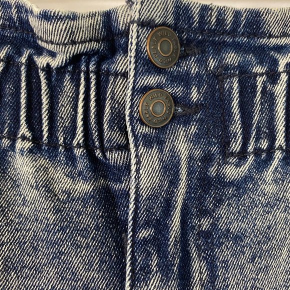 Wild Fable Ruffle Top Elastic Waist Blue Denim Jeans EUC Women's Size 8 - Picture 3 of 16